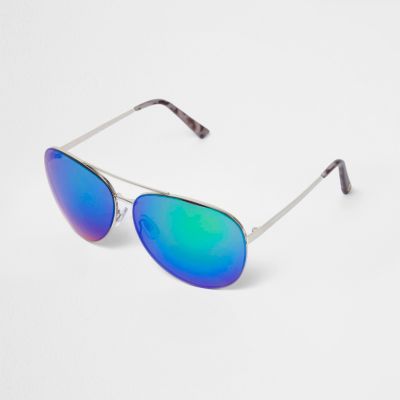 Green fade mirror lens aviator sunglasses